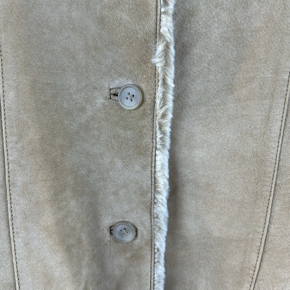 Eddie Bauer Fur Lined Suede Button Down Coat - Picture 3 of 11